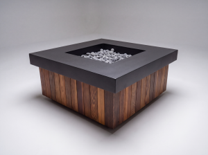 Beartooth Metal and Arbor Wood Fire Pit Table – 46″ Vertical Wood Pattern – Fast Ship