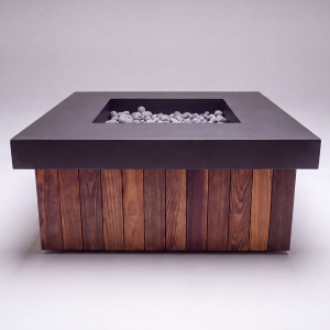 Beartooth Metal and Arbor Wood Fire Pit Table – 46″ Vertical Wood Pattern – Fast Ship